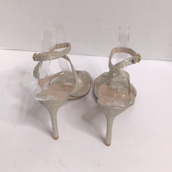 Stuart Weitzman Align 95 Metallic Gold Glitter Strappy Sandals Size 6.5 - Picture 3 of 6